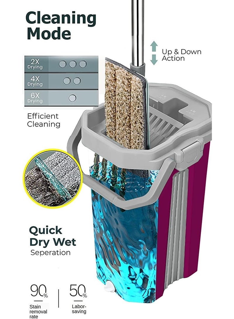 UPKARANWALE 360° Rotating Flat Floor Mop & Bucket Set with 3 Reusable Cleaning Pads – Dry & Wet Floor Cleaner for Hardwood, Tiles & Laminate – Easy Spin Wring System & Ergonomic Handle for Home Cleaning - Image 4